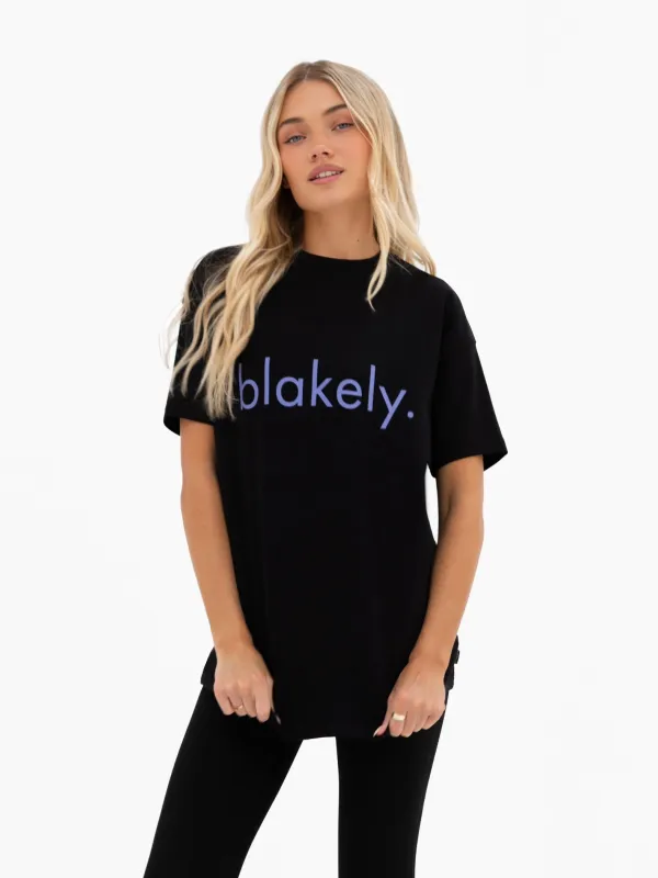 Lila Oversized T-Shirt - Black & Ultra Lilac sold by Blakely