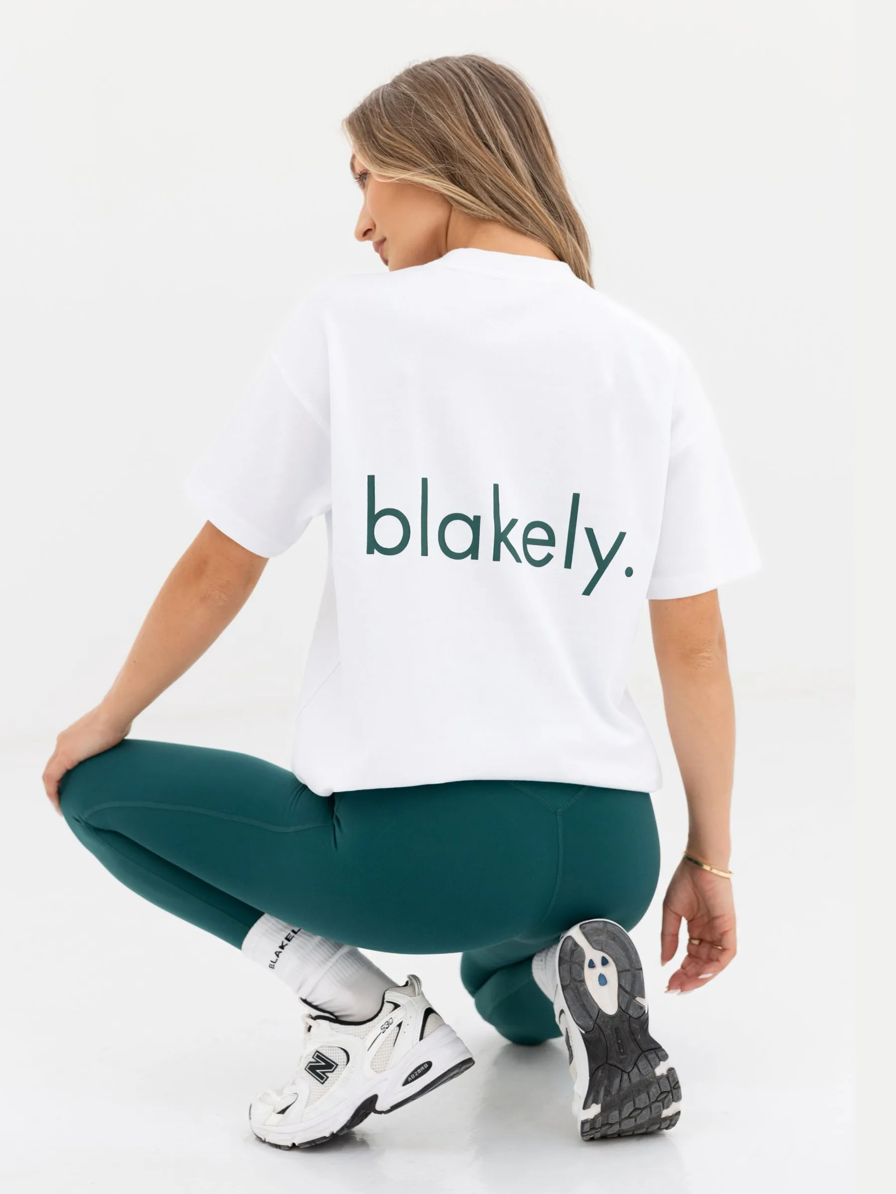 Thea Oversized T-Shirt - White & Deep Green sold by Blakely product image thumbnail 3
