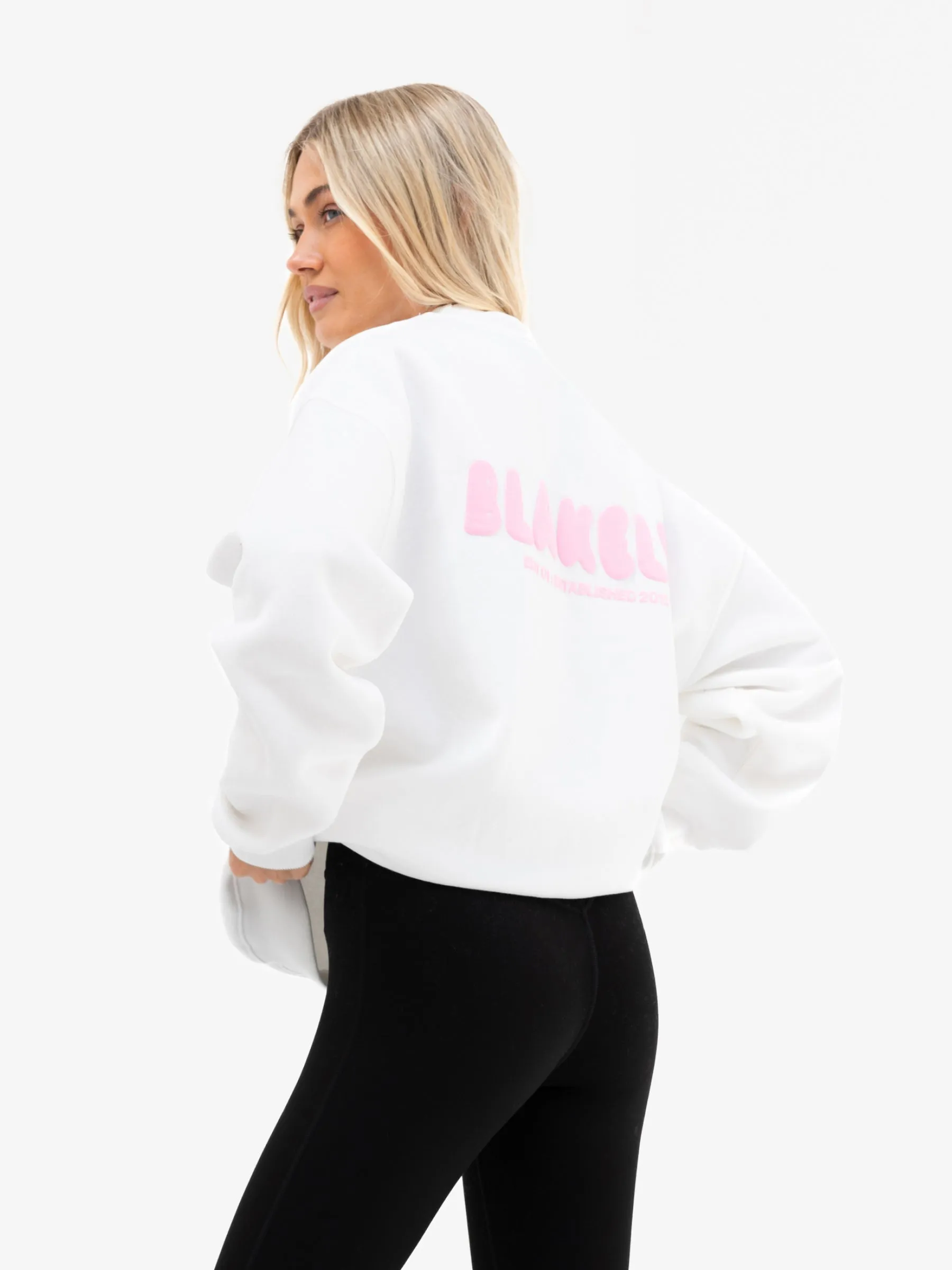 Cloud Print Oversized Jumper - Flat White & Powder Pink sold by Blakely product image thumbnail 3