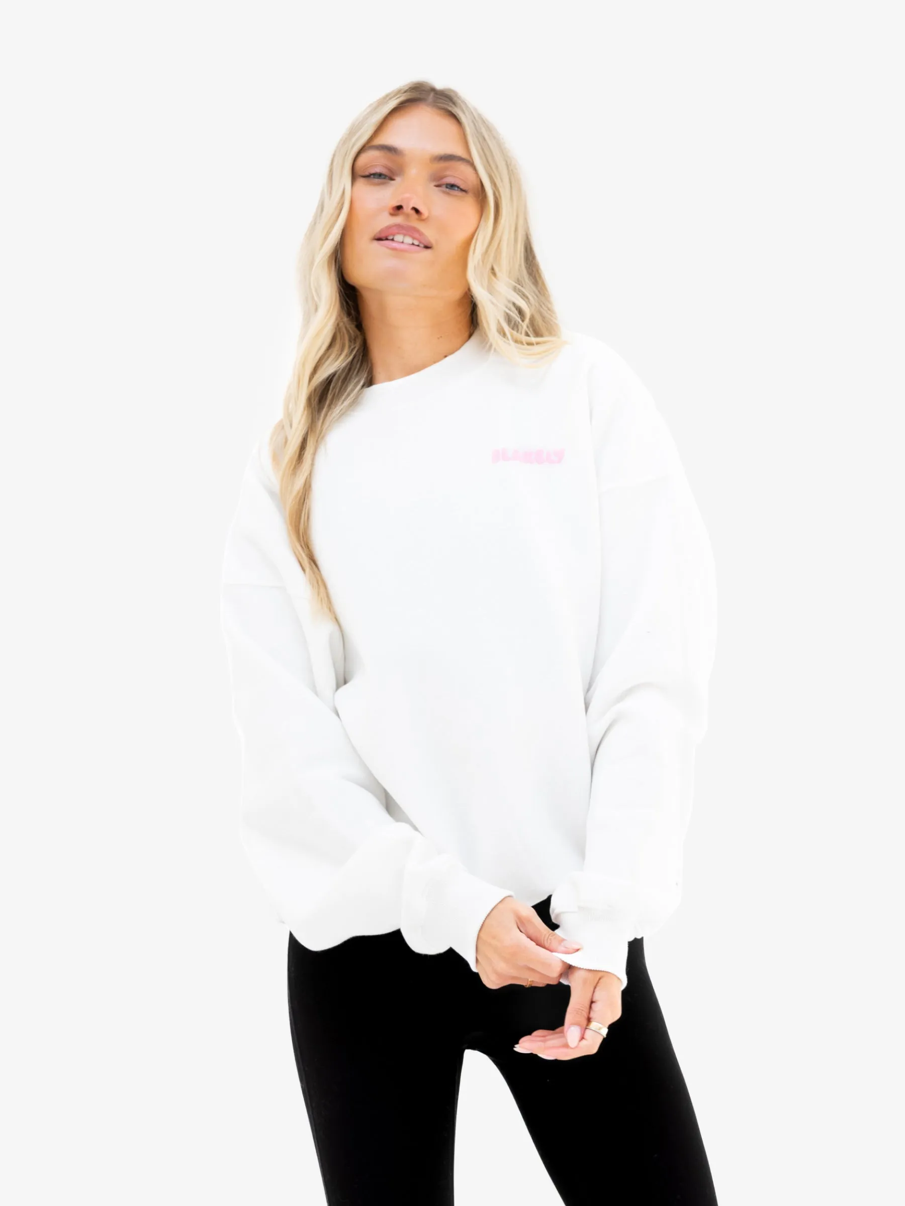 Cloud Print Oversized Jumper - Flat White & Powder Pink sold by Blakely product image thumbnail 5