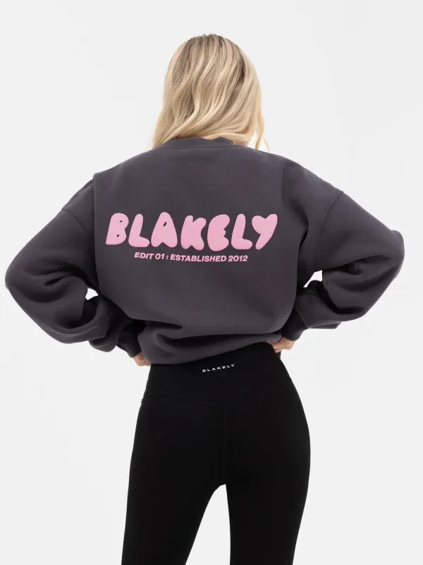 Cloud Print Oversized Jumper - Graphite sold by Blakely