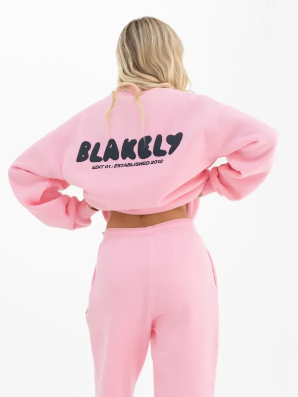 Cloud Print Oversized Jumper - Powder Pink sold by Blakely