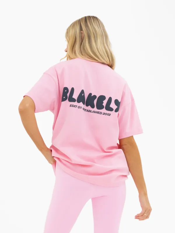Cloud Print Oversized T-Shirt - Powder Pink sold by Blakely