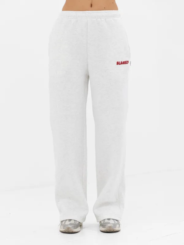 Cloud Print Wide Leg Sweatpants - Marl White & Cherry Red sold by Blakely