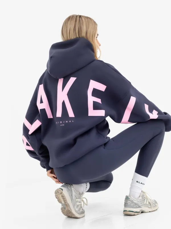 Isabel Oversized Hoodie - True Navy & Powder Pink sold by Blakely