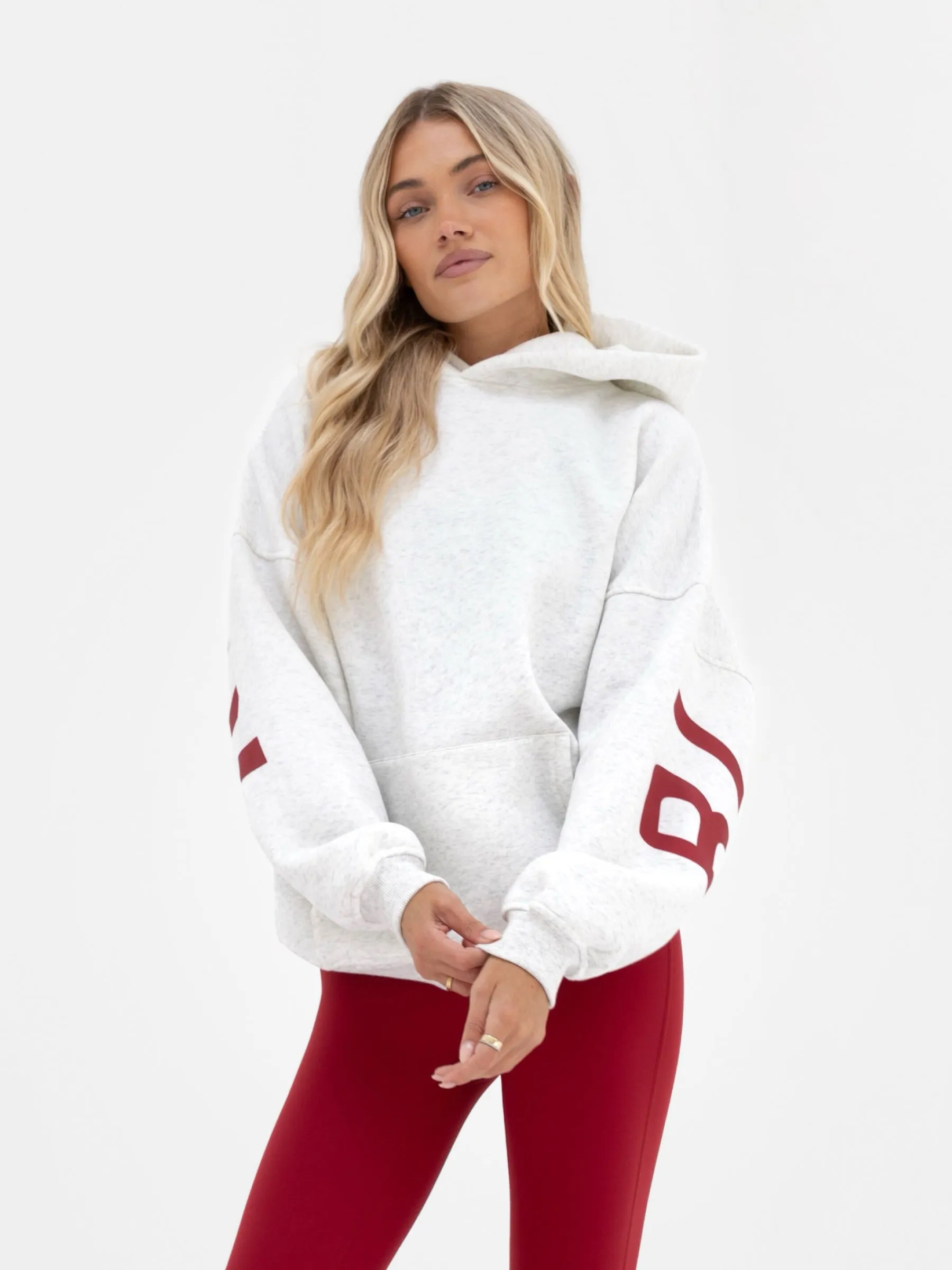 Isabel Oversized Hoodie - Marl White & Cherry Red sold by Blakely product image thumbnail 2