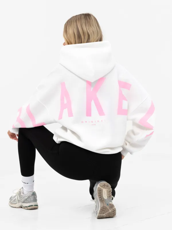 Isabel Oversized Hoodie - Flat White & Powder Pink sold by Blakely