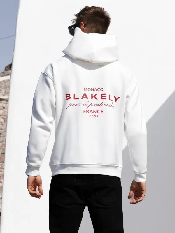 Monaco Relaxed Hoodie - White & Red sold by Blakely