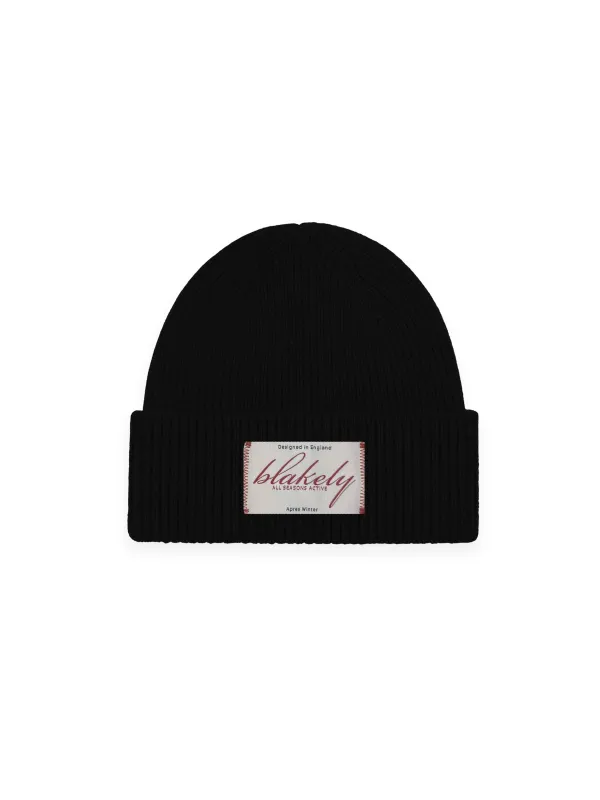 Script Label Knit Beanie - Black made by Blakely