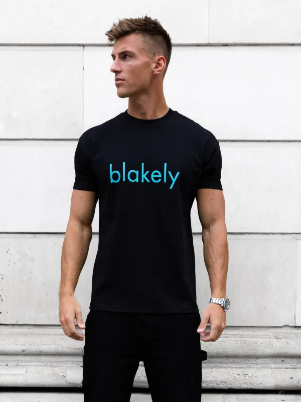 Leo Relaxed T-Shirt - Black & Aqua sold by Blakely