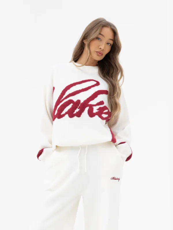 Margot Script Oversized Knitted Jumper - Cream sold by Blakely