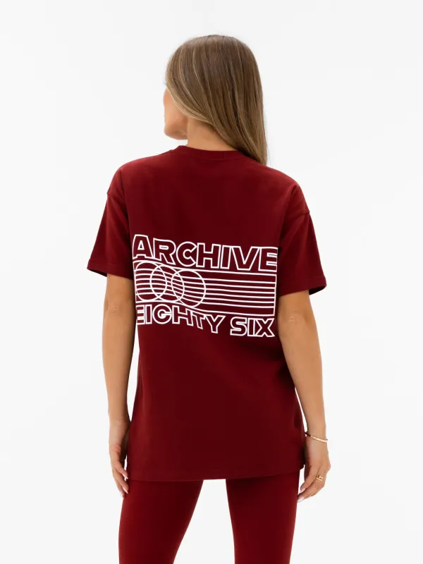 Naomi Oversized T-Shirt - Maroon Red sold by Blakely