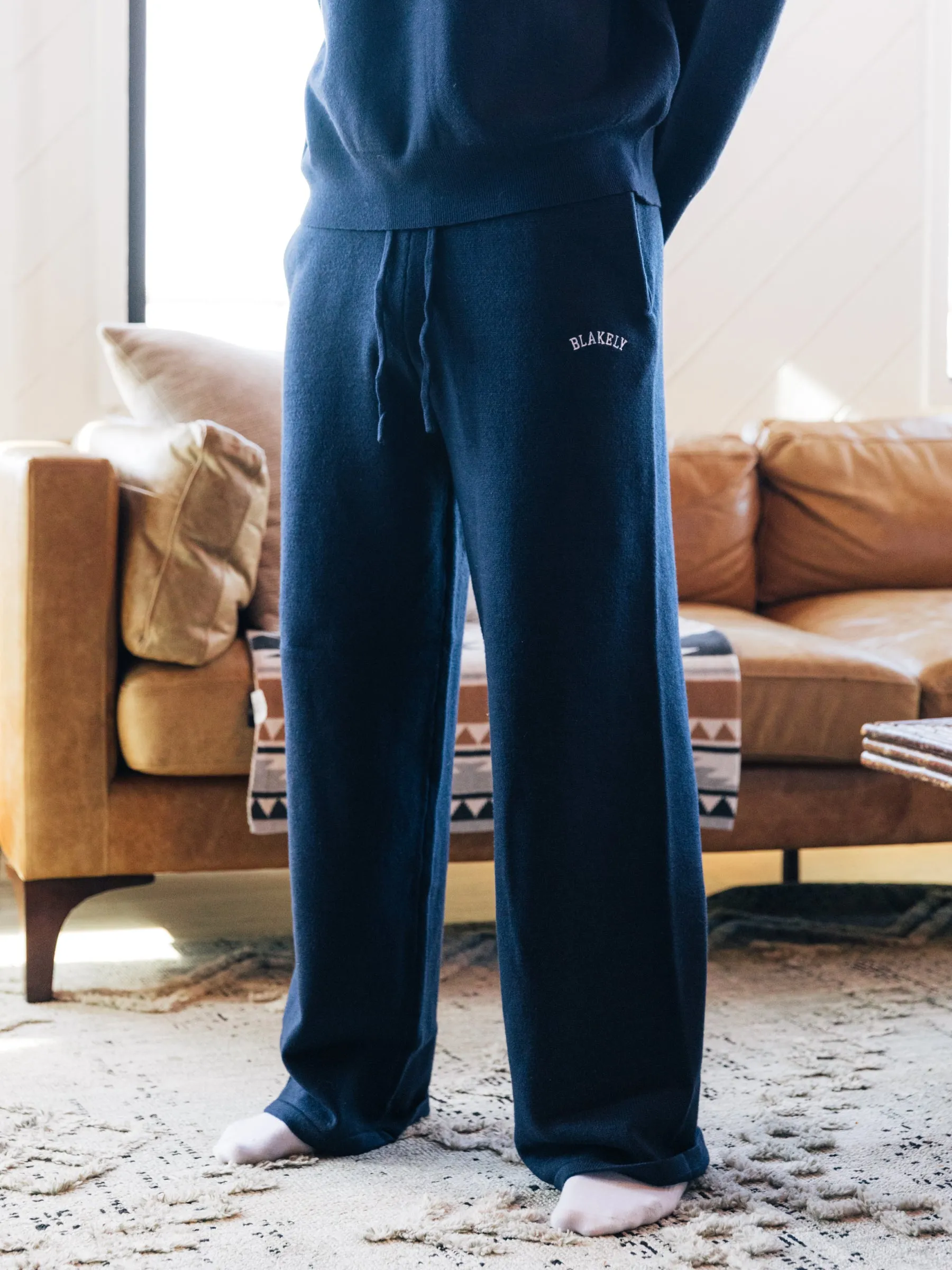 Varsity Knitted Relaxed Sweatpants - Navy sold by Blakely product image thumbnail 5