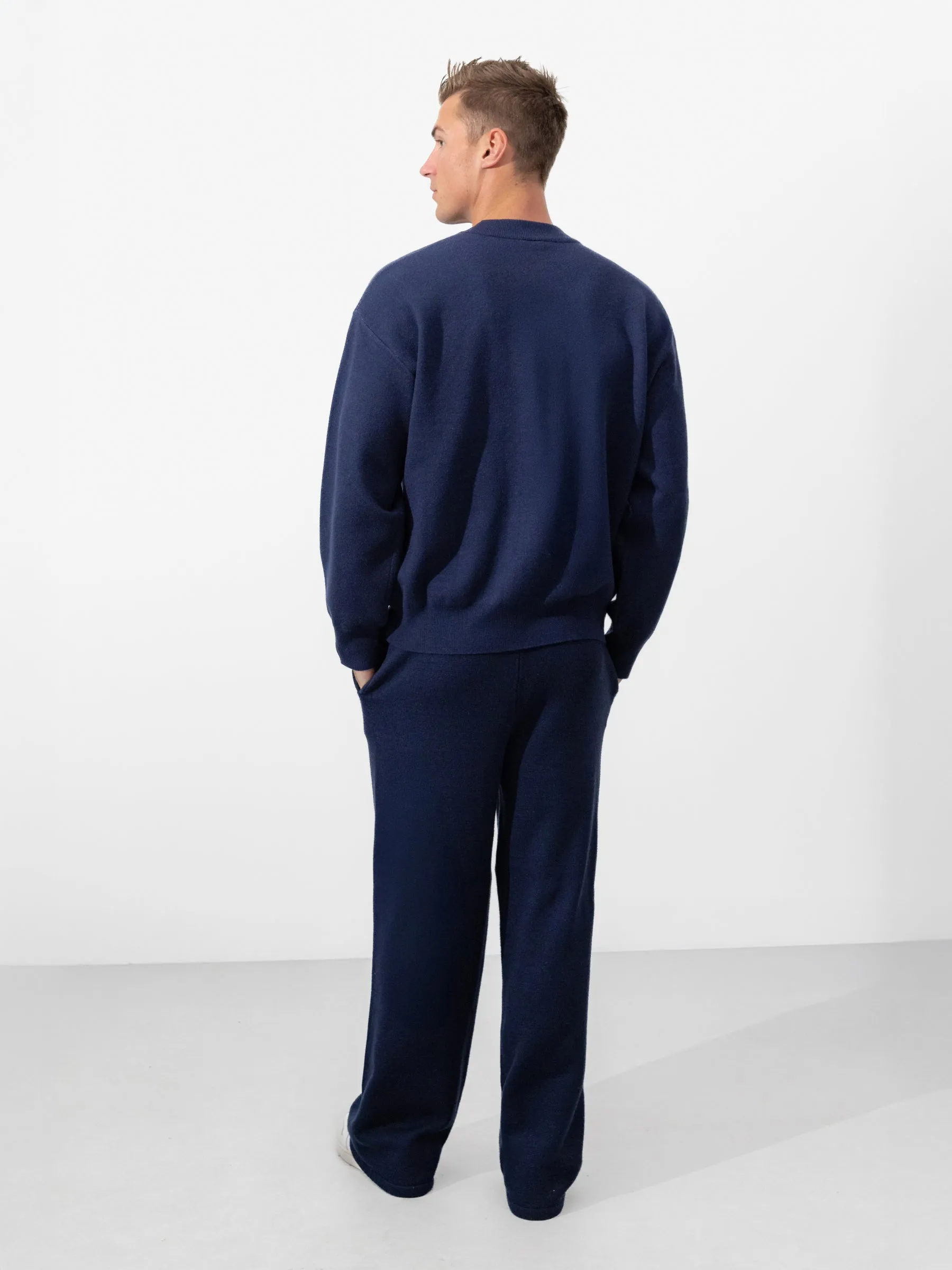 Varsity Knitted Relaxed Sweatpants - Navy sold by Blakely product image thumbnail 4