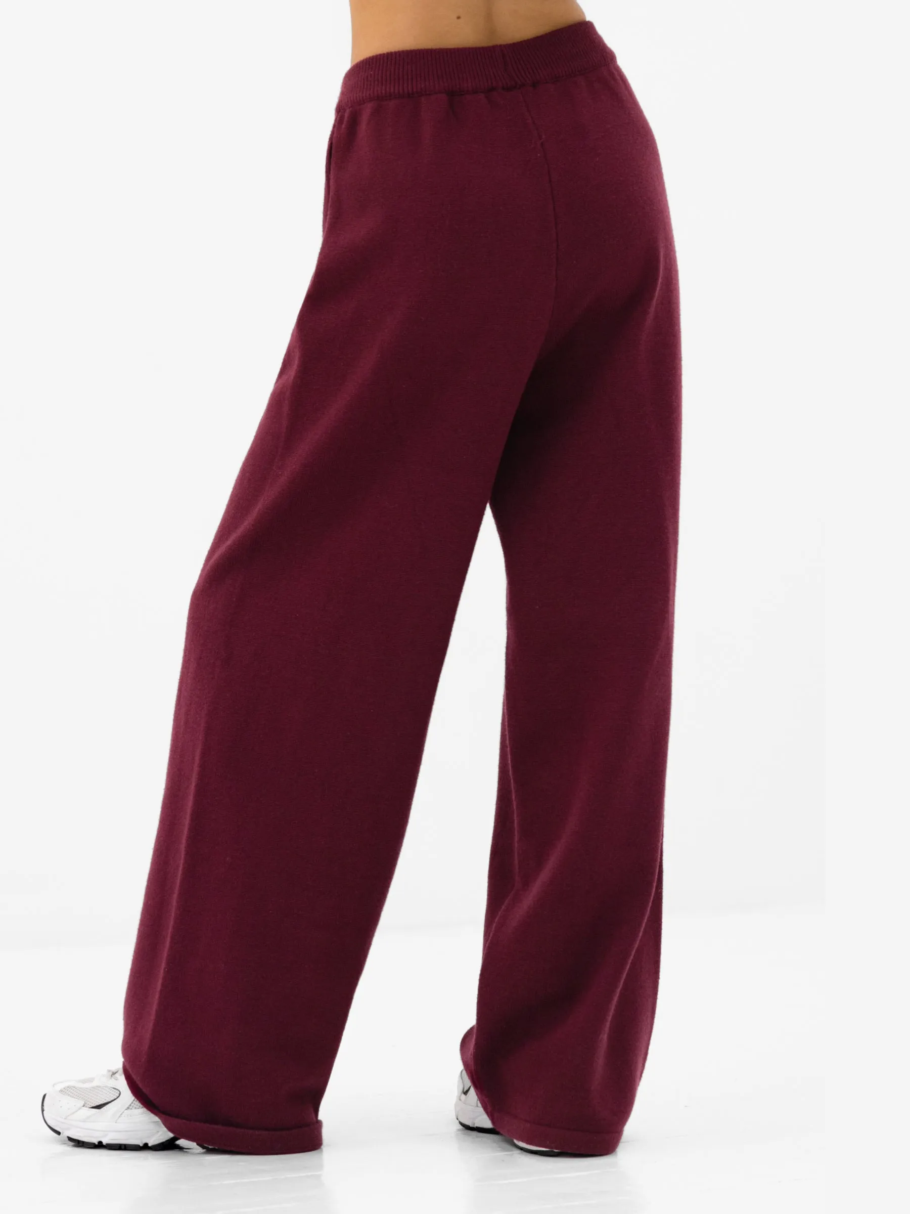 Varsity Knitted Wide Leg Sweatpants - Burgundy sold by Blakely product image thumbnail 2