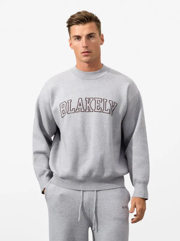 Varsity Relaxed Knitted Jumper - Grey sold by Blakely