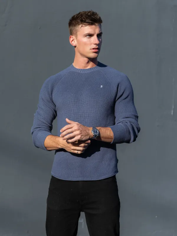 Olton Anchor Knit Jumper - Steel Blue sold by Blakely