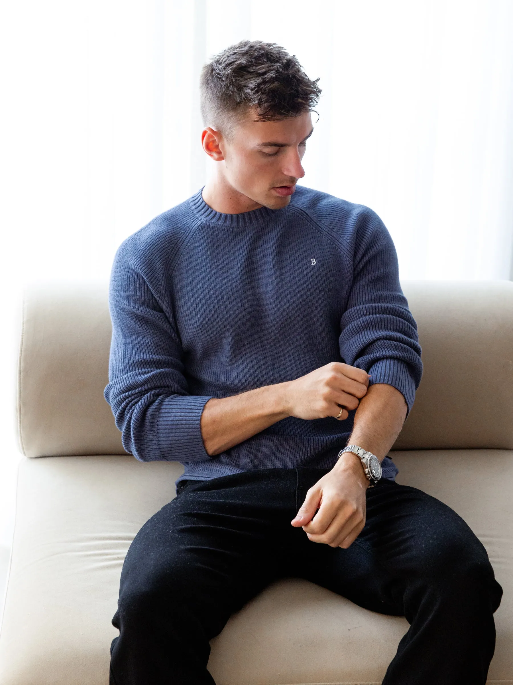 Olton Anchor Knit Jumper - Steel Blue sold by Blakely product image thumbnail 2