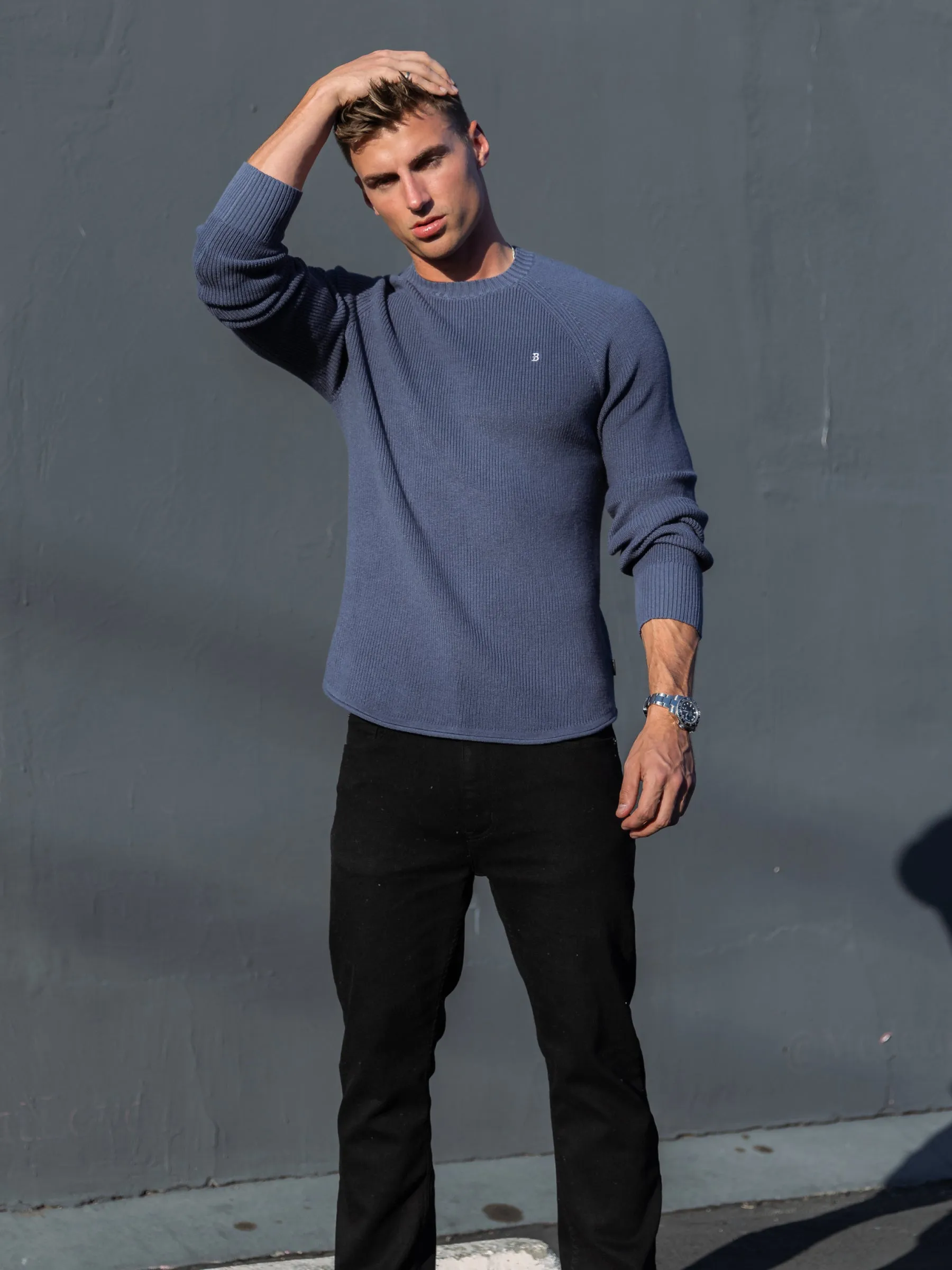 Olton Anchor Knit Jumper - Steel Blue sold by Blakely product image thumbnail 3