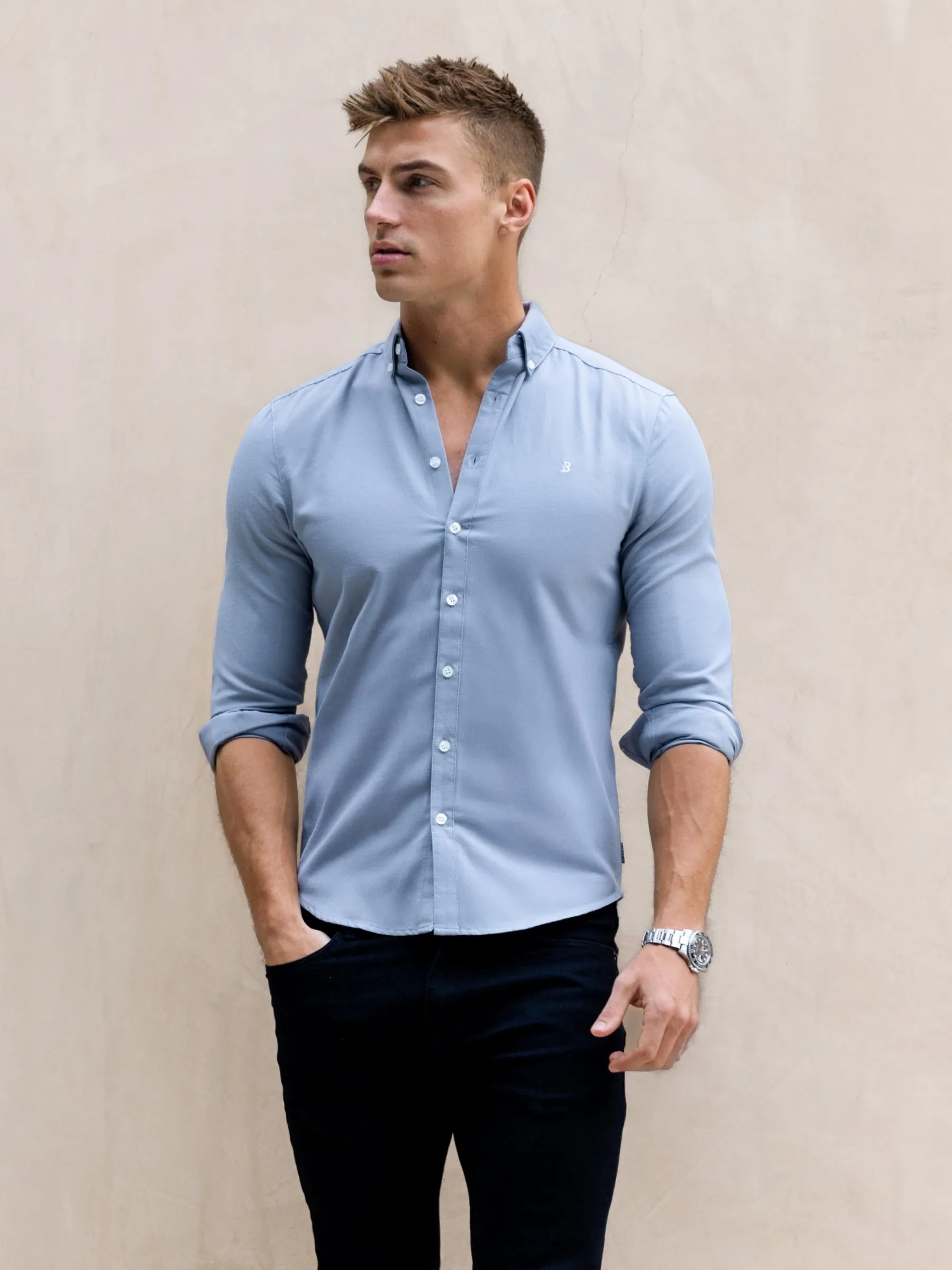 Conrad Long Sleeve Shirt - Steel Blue sold by Blakely