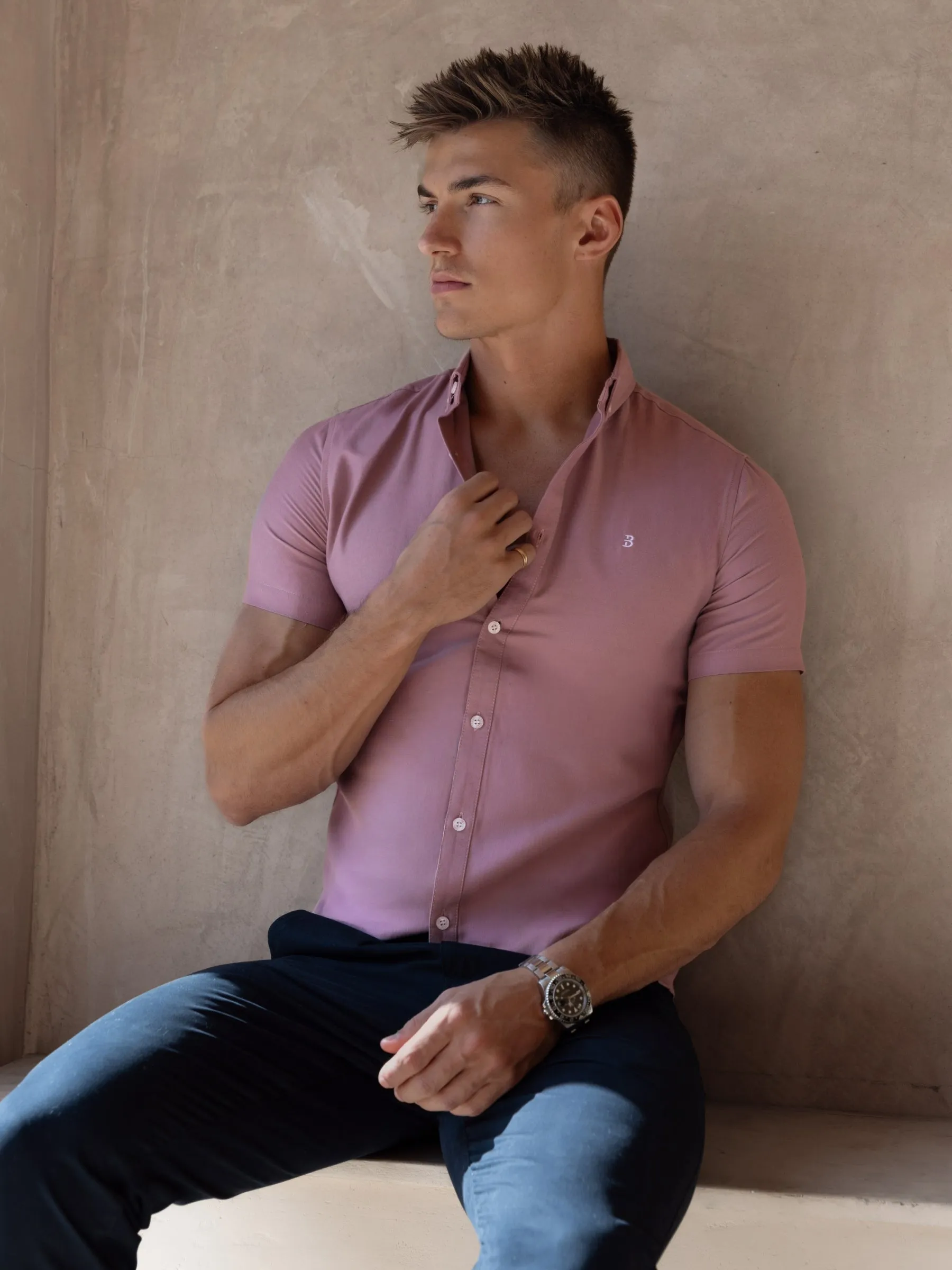 Conrad Short Sleeve Shirt - Dusty Pink sold by Blakely product image thumbnail 3
