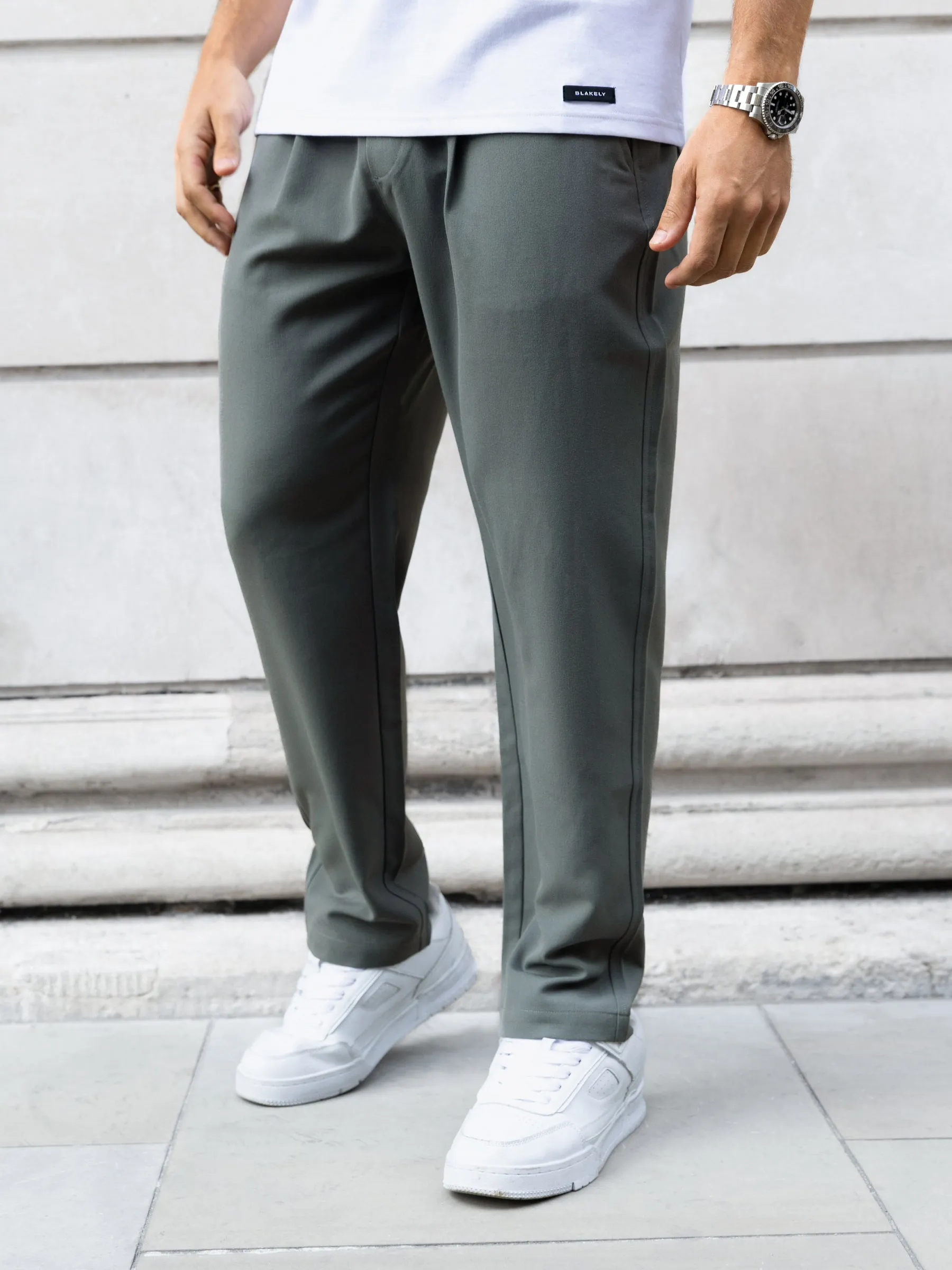 Anston Stretch Chinos - Dark Olive sold by Blakely