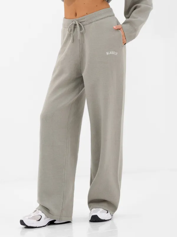 Varsity Knitted Wide Leg Sweatpants - Green sold by Blakely