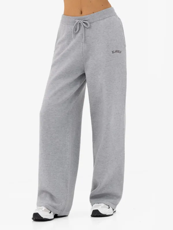Varsity Knitted Wide Leg Sweatpants - Grey sold by Blakely