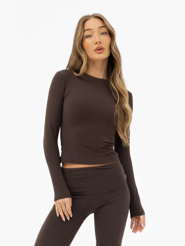Lucia Long Sleeve Top - Chocolate Brown sold by Blakely