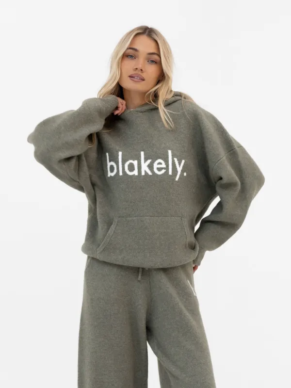 Mabel Oversized Knitted Hoodie - Safari Green sold by Blakely
