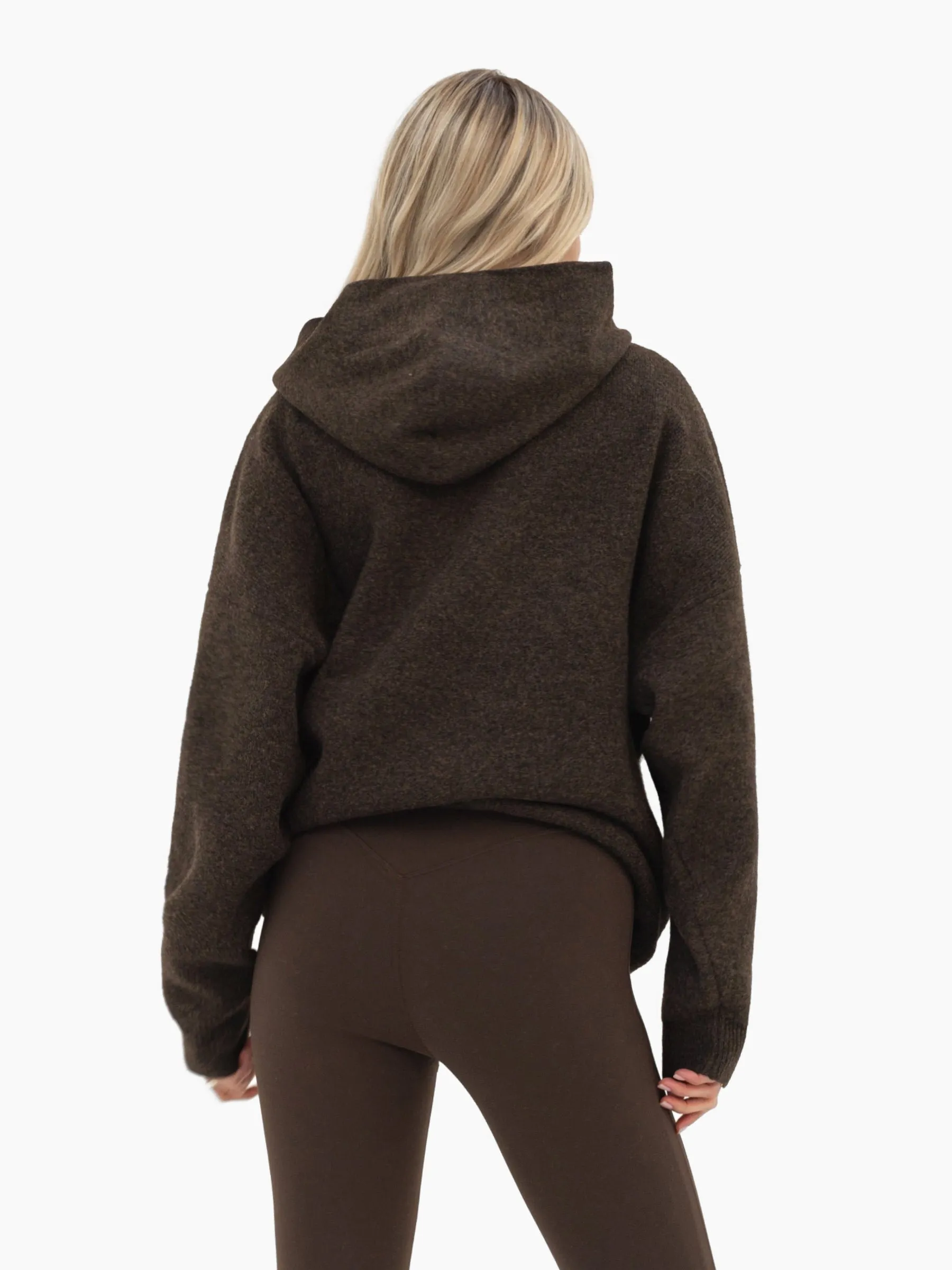 Mabel Oversized Knitted Hoodie - Chocolate Brown sold by Blakely product image thumbnail 2