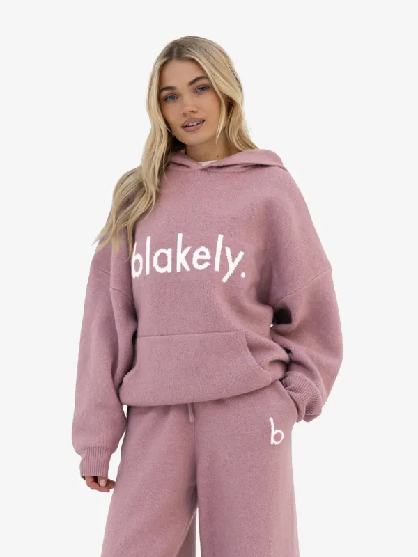 Mabel Oversized Knitted Hoodie - Dusty Pink sold by Blakely