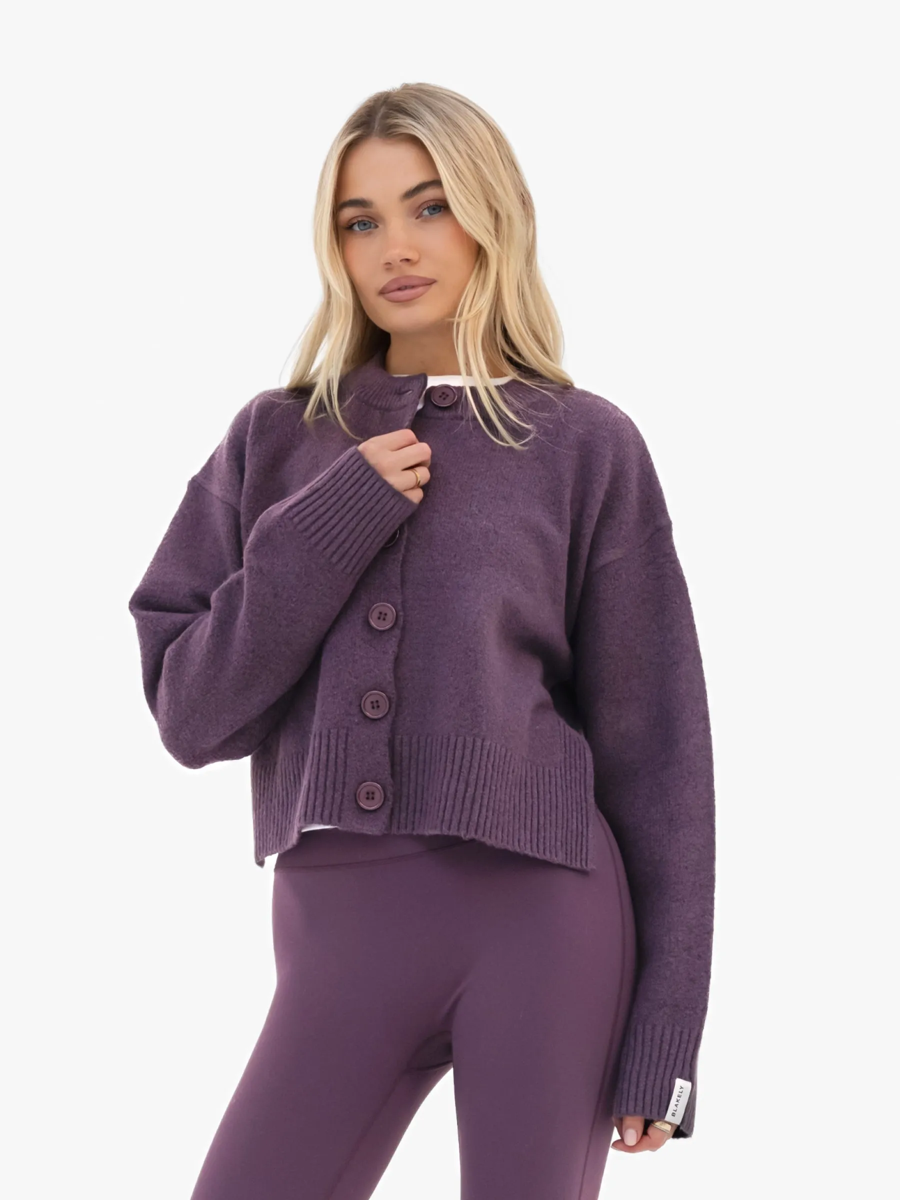 Mabel Button Up Cardigan - Plum sold by Blakely