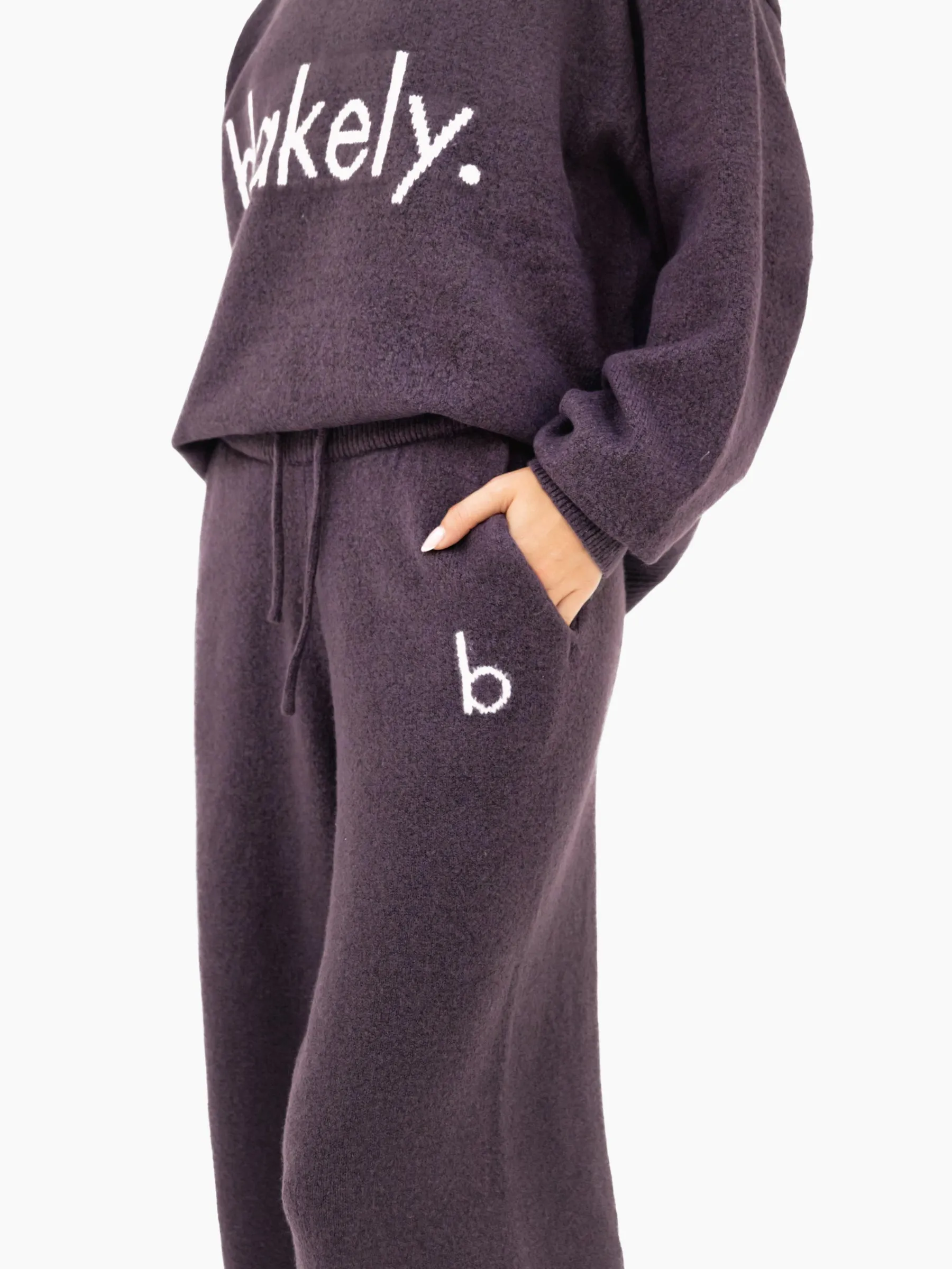 Mabel Knitted Wide Leg Sweatpants - Plum sold by Blakely product image thumbnail 4