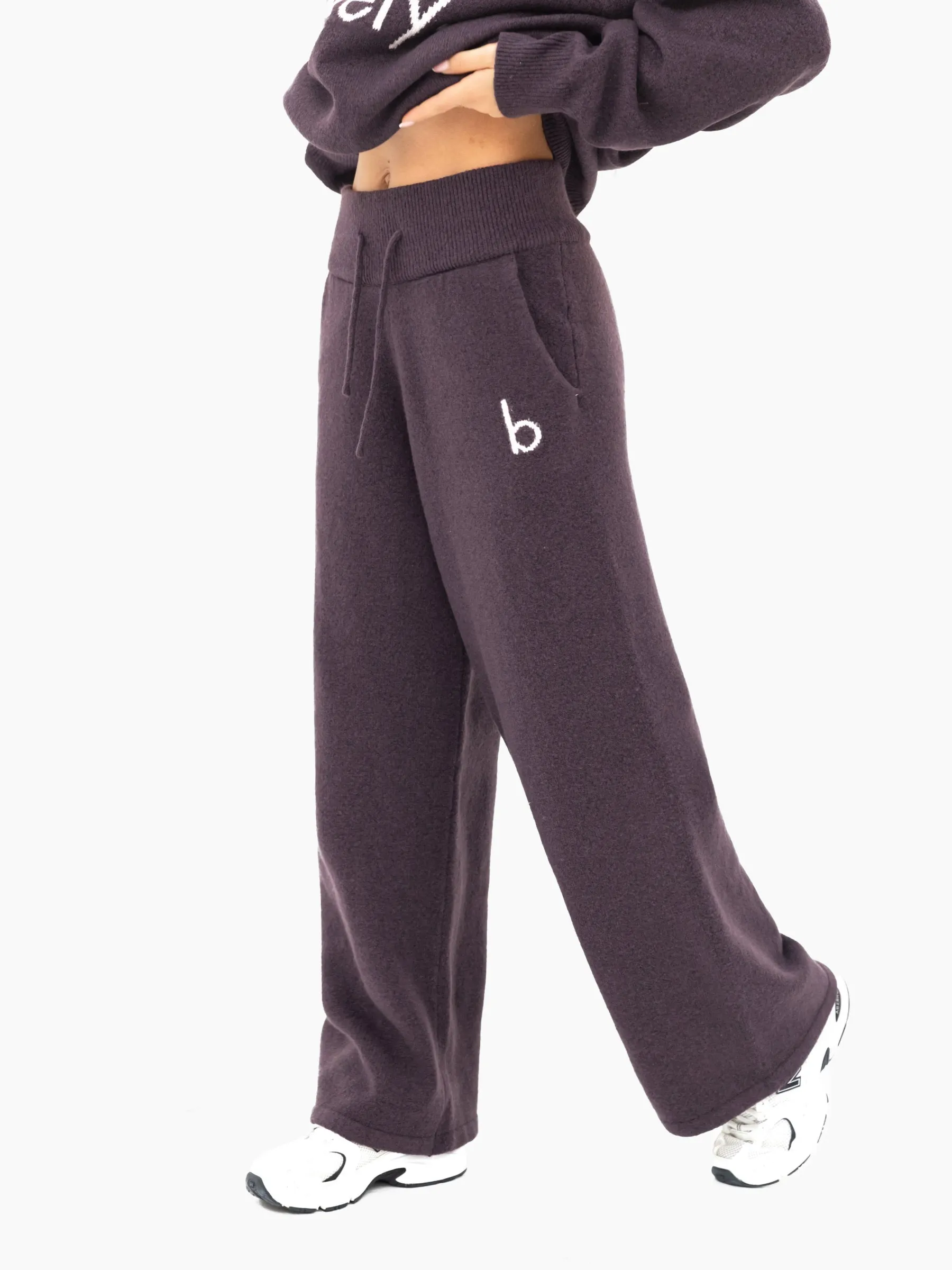 Mabel Knitted Wide Leg Sweatpants - Plum sold by Blakely product image thumbnail 5