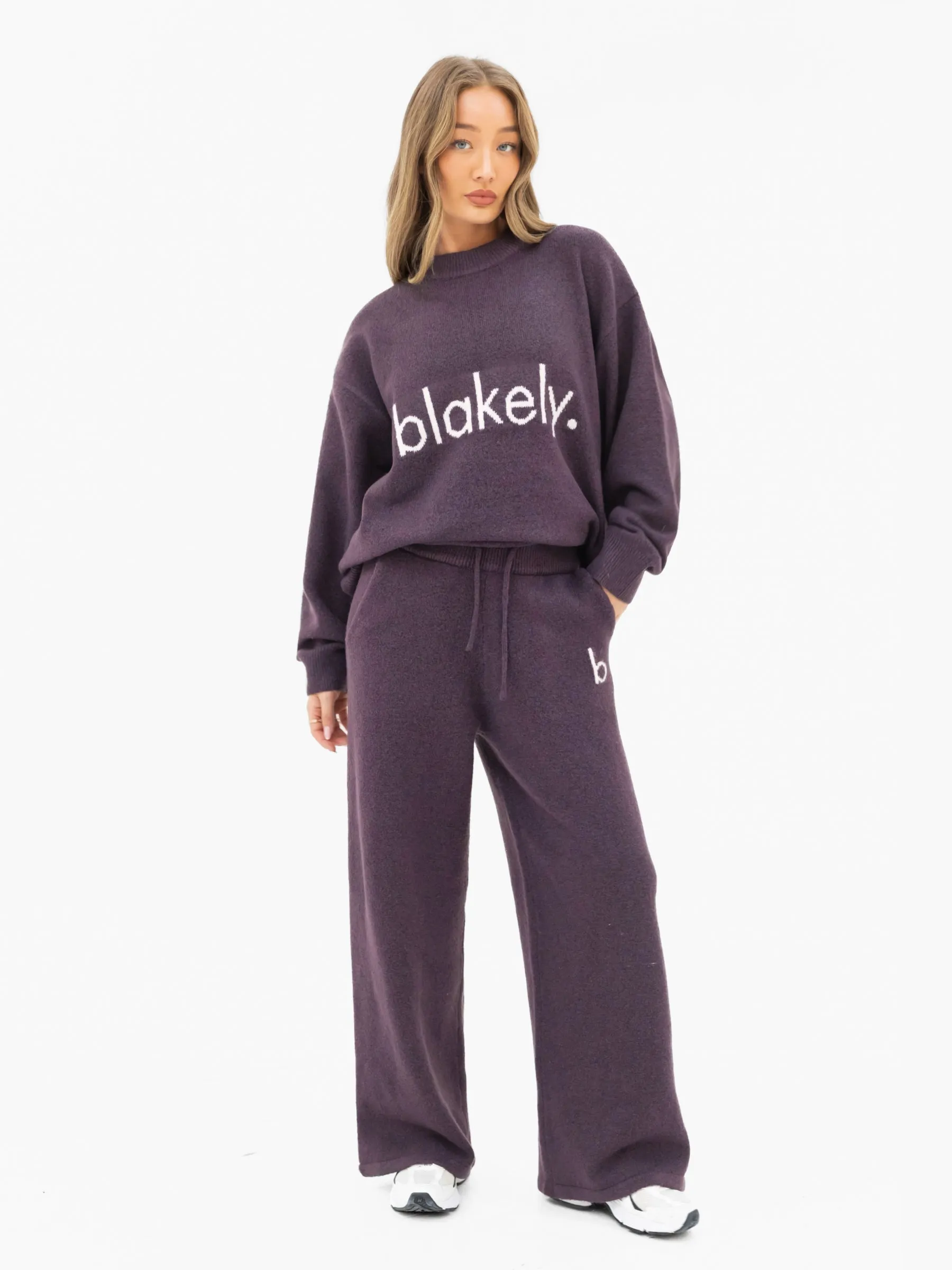 Mabel Knitted Wide Leg Sweatpants - Plum sold by Blakely product image thumbnail 3