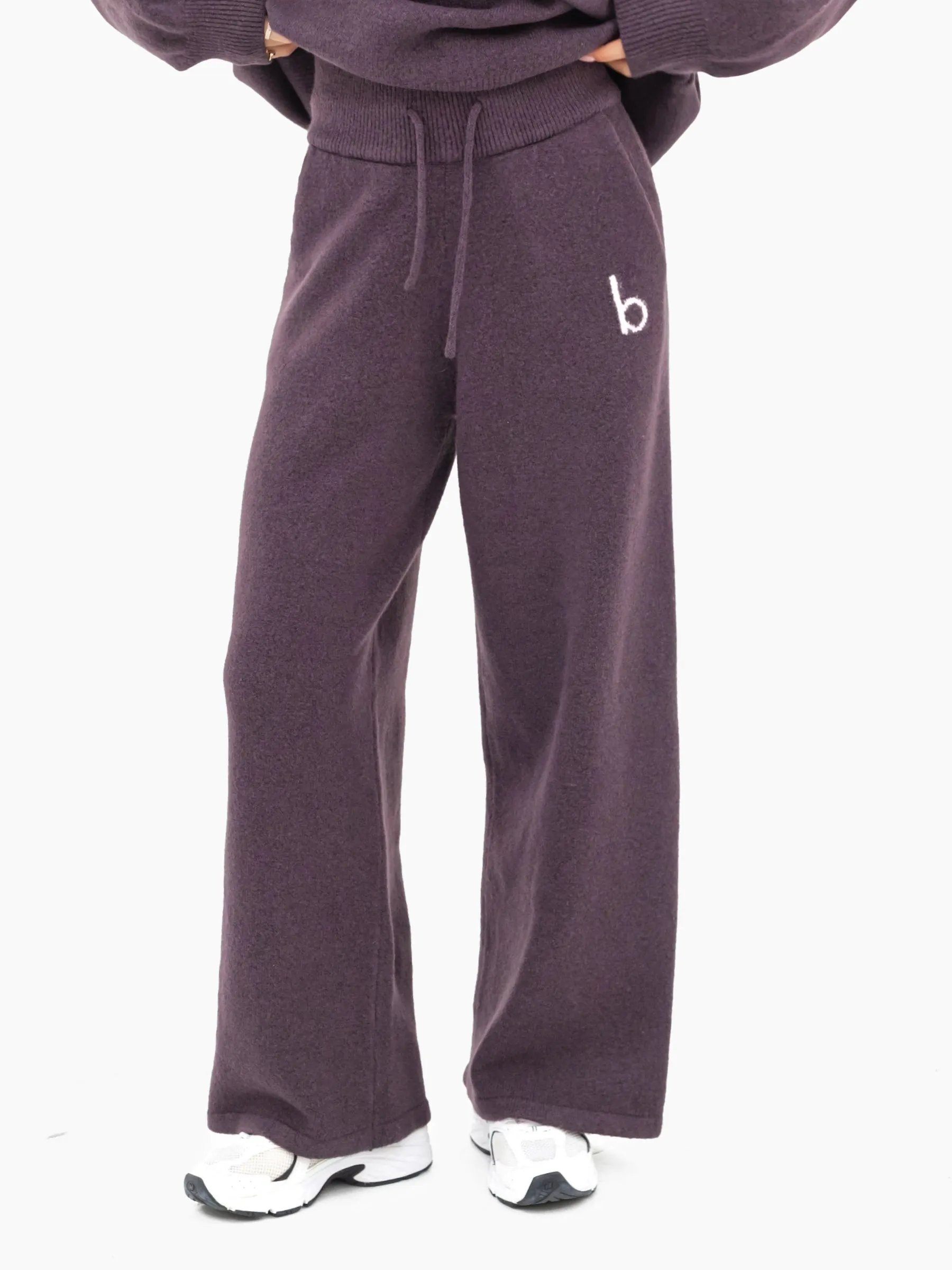 Mabel Knitted Wide Leg Sweatpants - Plum sold by Blakely