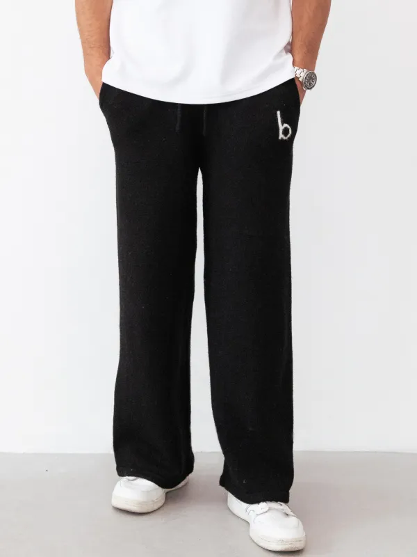 Alfie Knitted Wide Leg Sweatpants - Black sold by Blakely