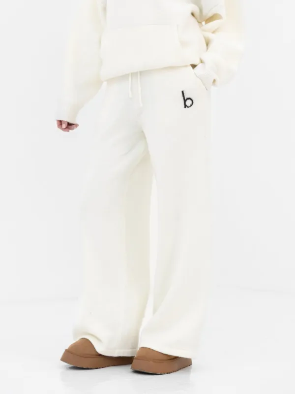Mabel Knitted Wide Leg Sweatpants - Cream sold by Blakely