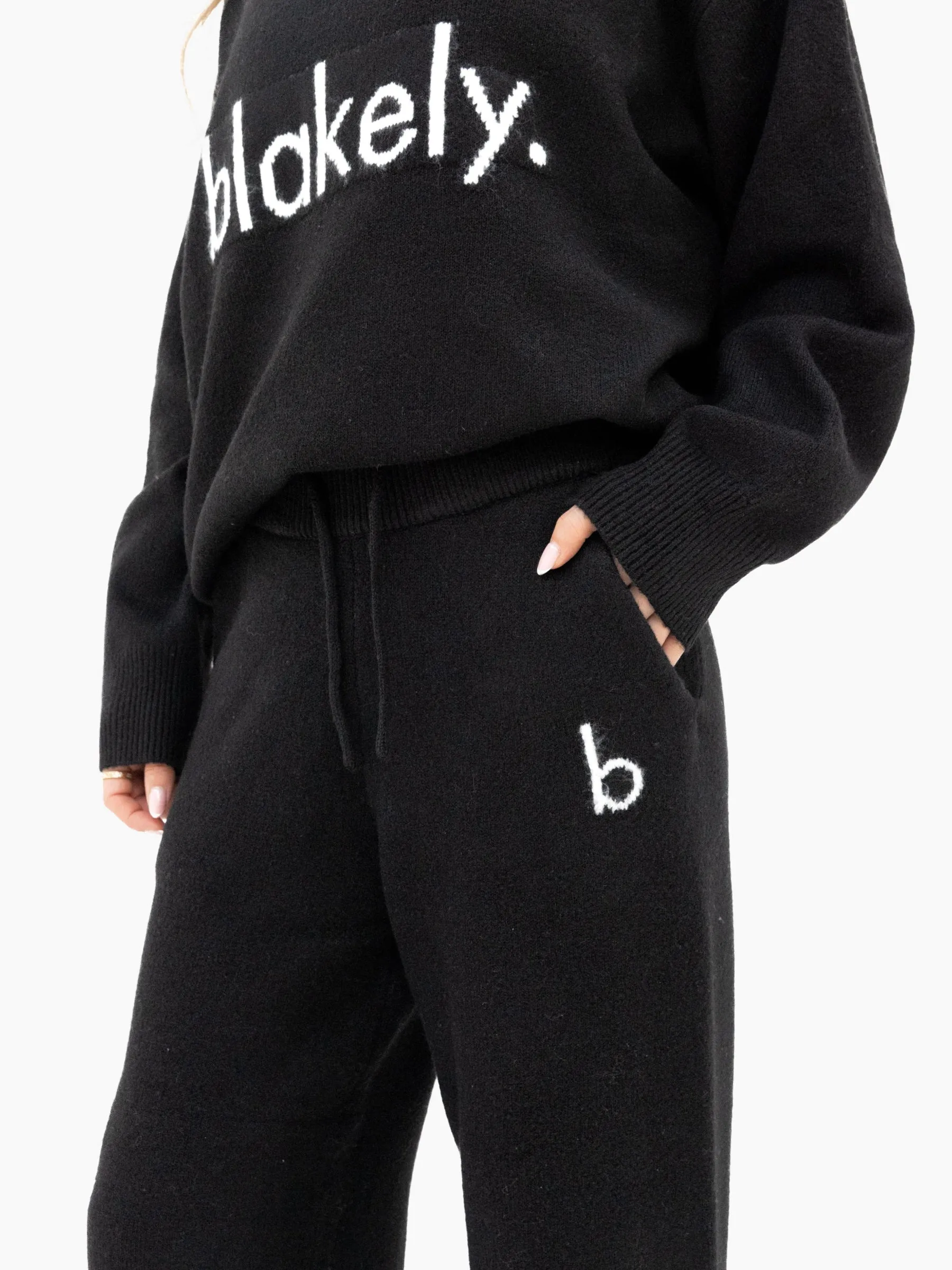 Mabel Knitted Wide Leg Sweatpants - Black sold by Blakely product image thumbnail 5