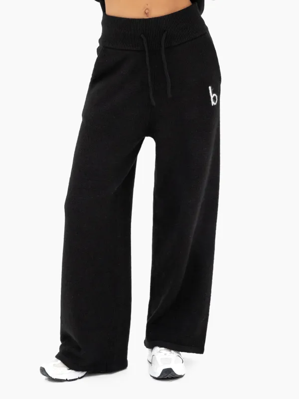 Mabel Knitted Wide Leg Sweatpants - Black sold by Blakely