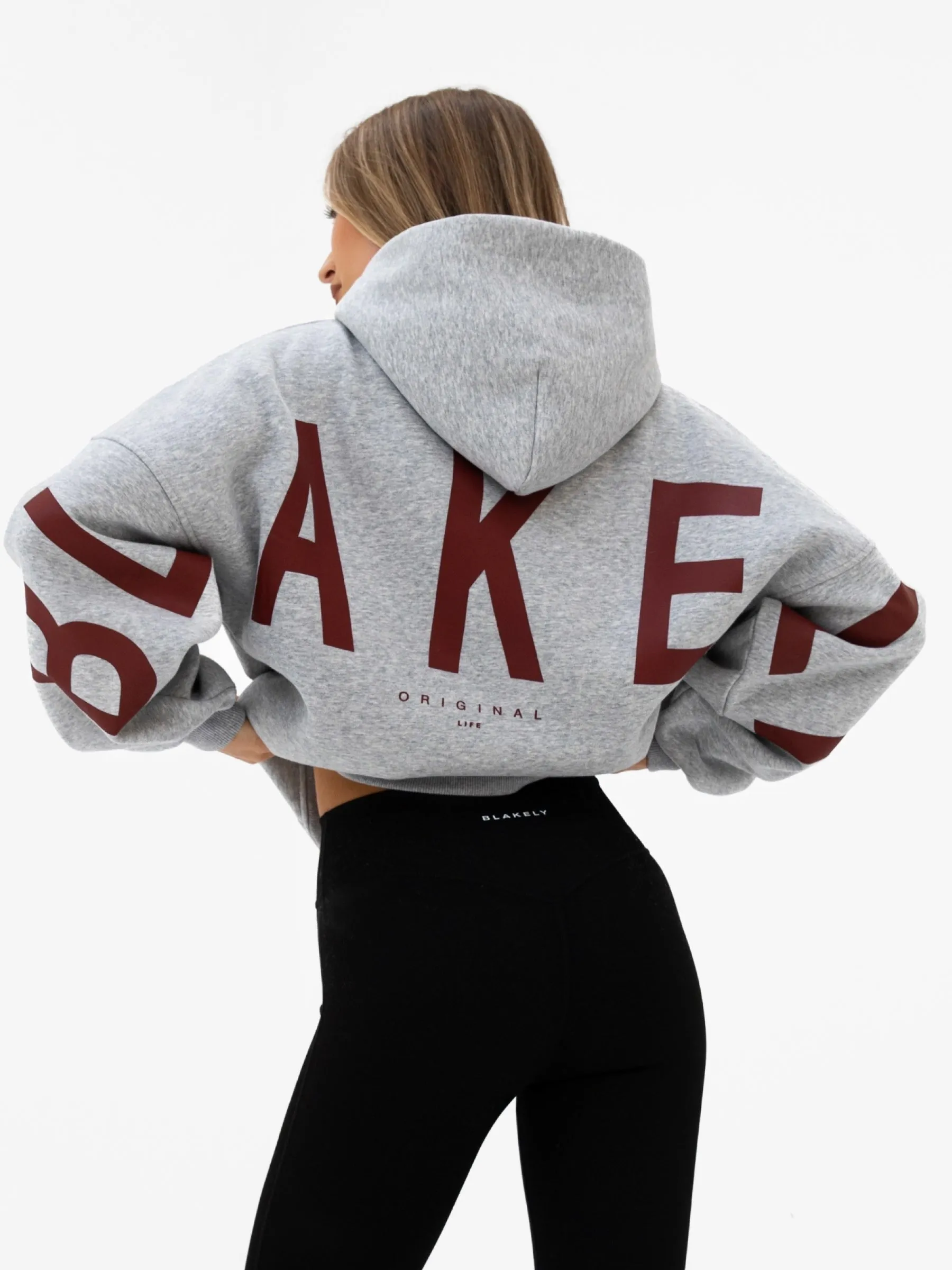 Isabel Oversized Hoodie - Marl Grey & Maroon Red sold by Blakely product image thumbnail 5