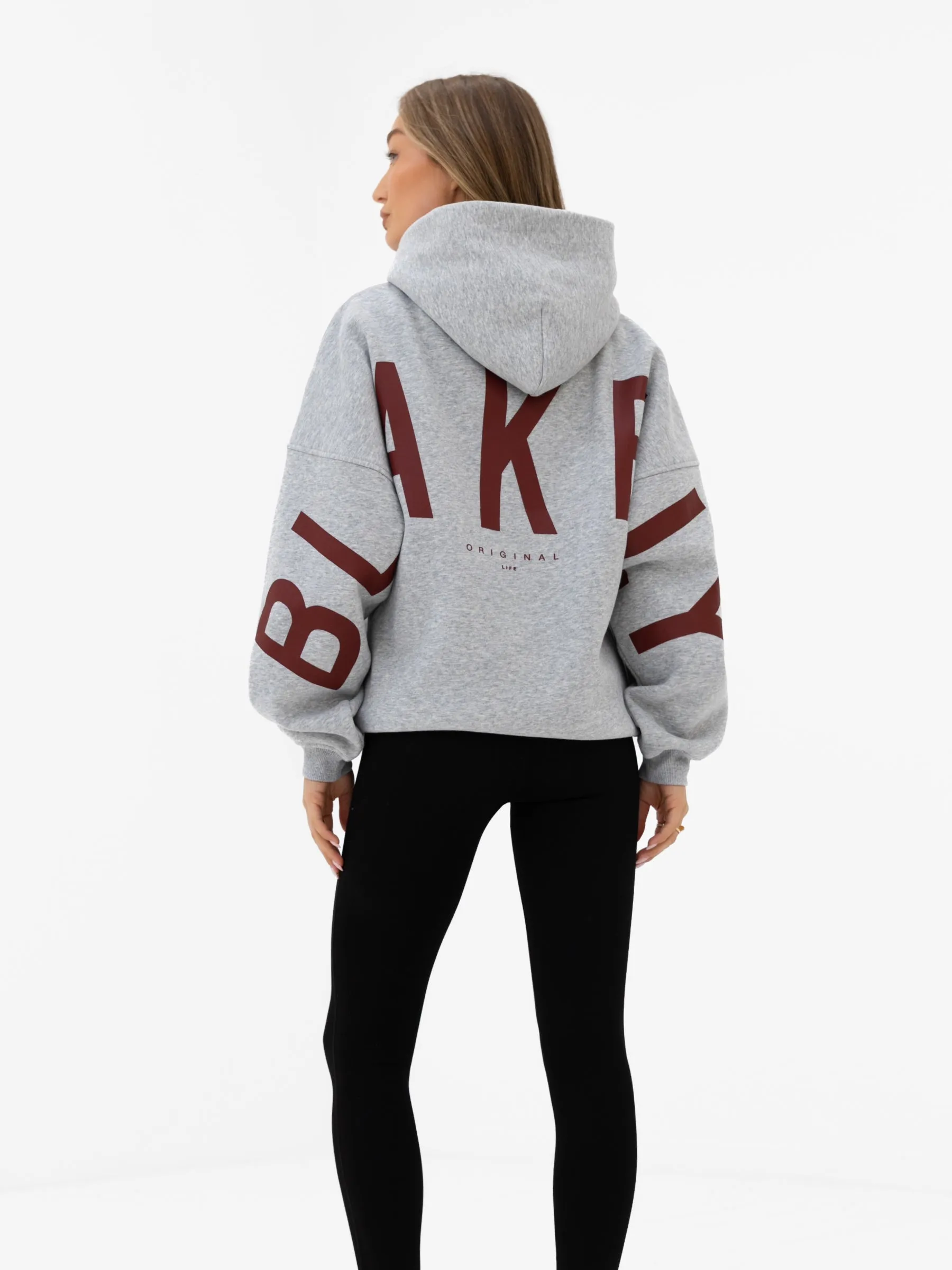 Isabel Oversized Hoodie - Marl Grey & Maroon Red sold by Blakely product image thumbnail 3