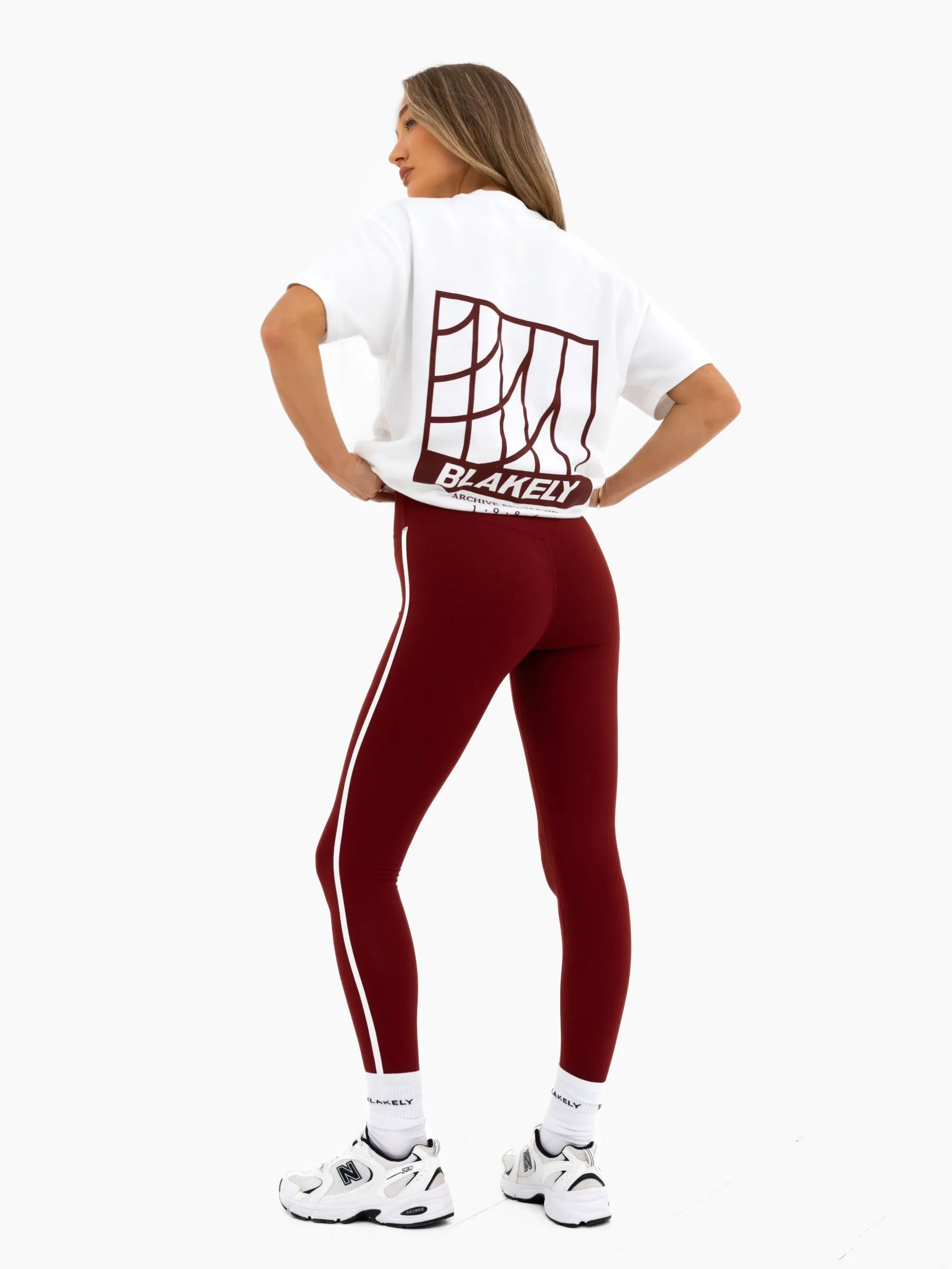 Jodi Oversized T-Shirt - Flat White & Maroon Red sold by Blakely product image thumbnail 3