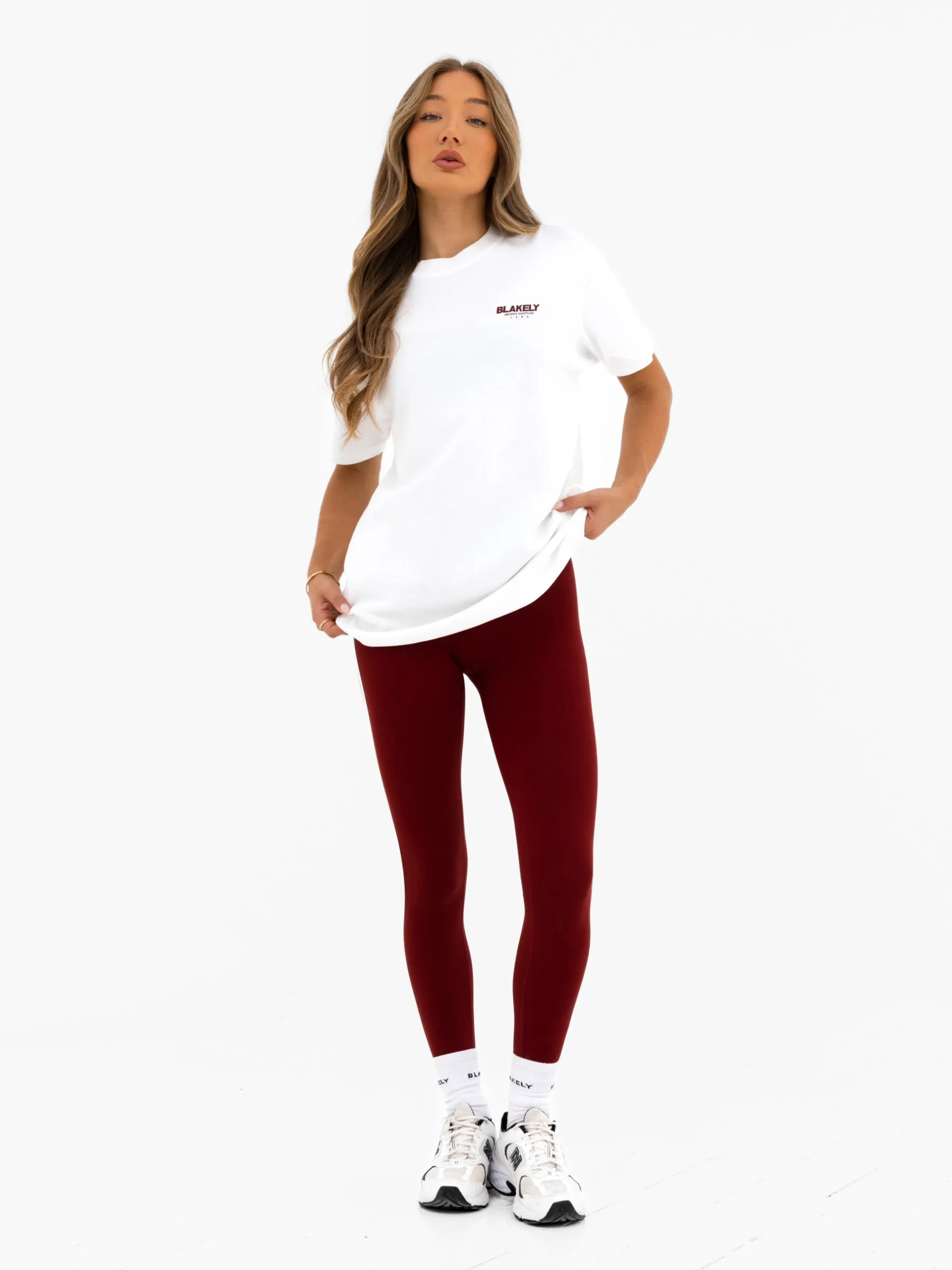 Jodi Oversized T-Shirt - Flat White & Maroon Red sold by Blakely product image thumbnail 4