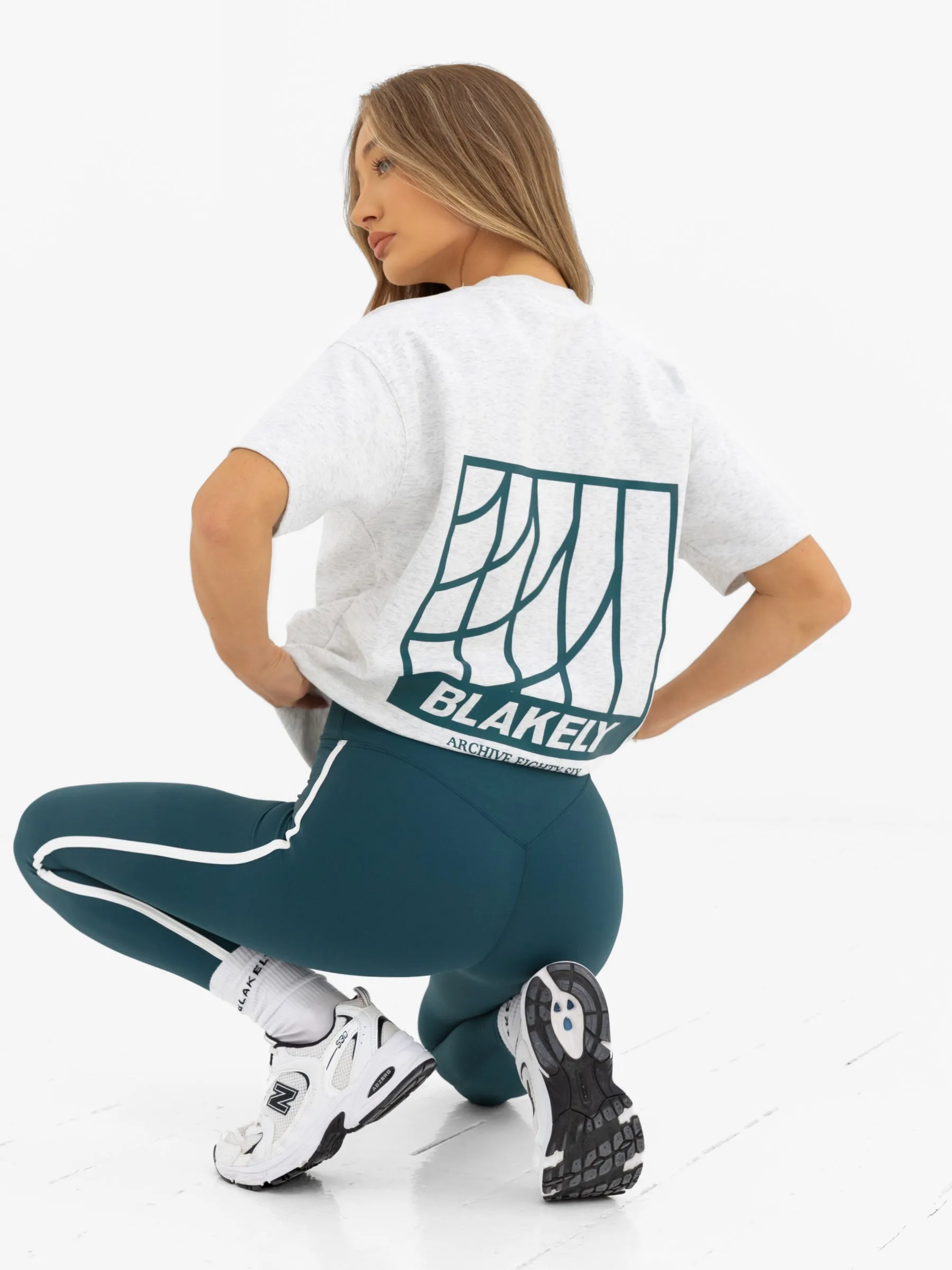 Jodi Oversized T-Shirt - Marl Grey & Teal Green sold by Blakely product image thumbnail 3