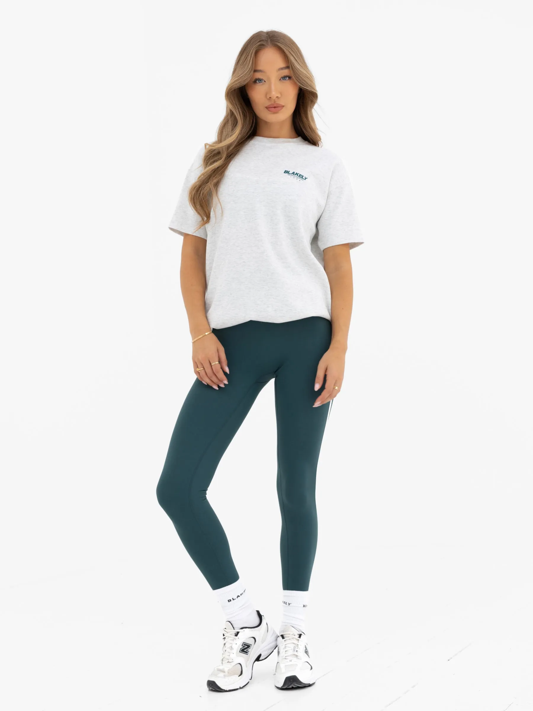 Jodi Oversized T-Shirt - Marl Grey & Teal Green sold by Blakely product image thumbnail 4