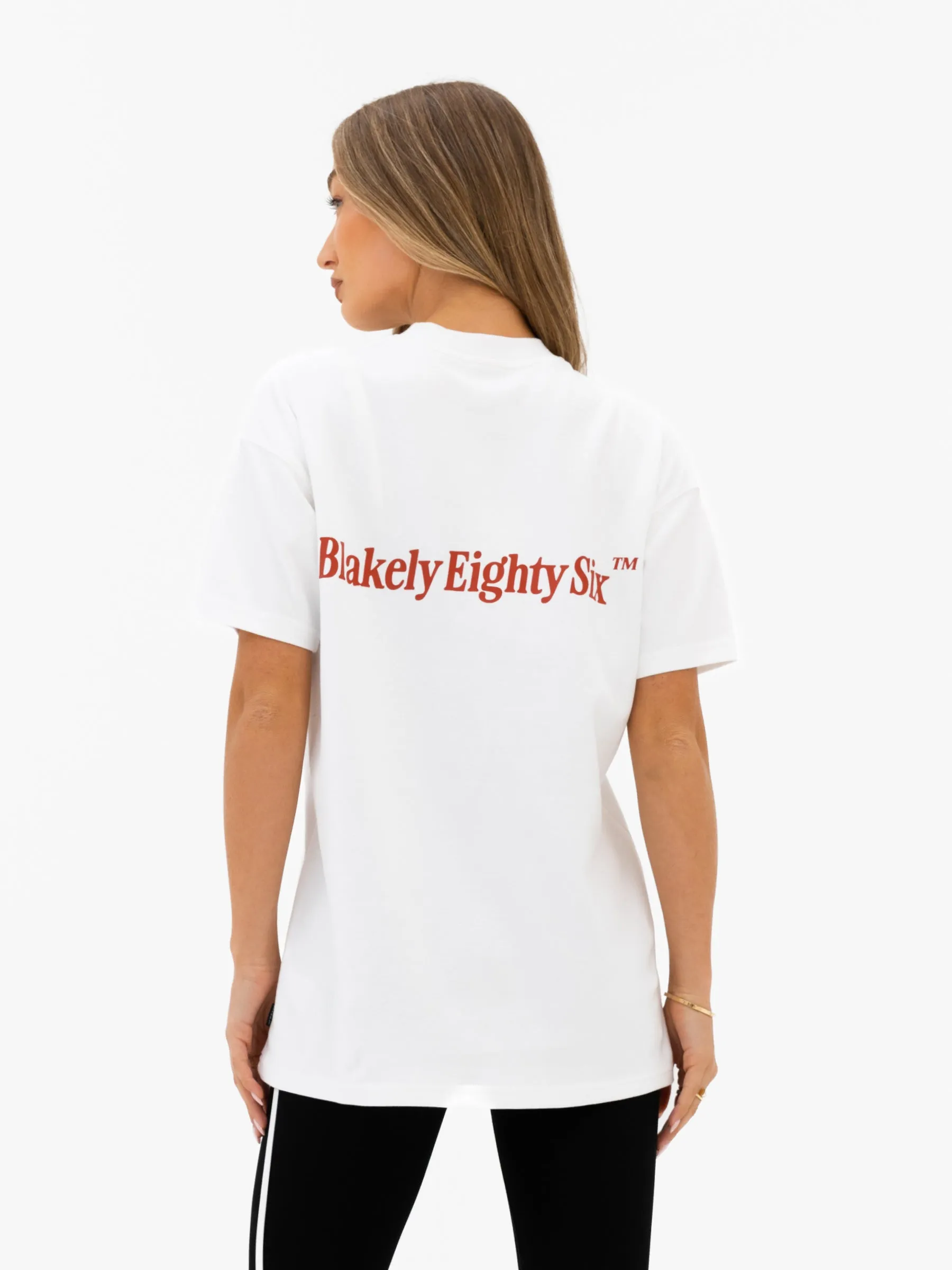 Romi Oversized T-Shirt - Flat White & Washed Red sold by Blakely