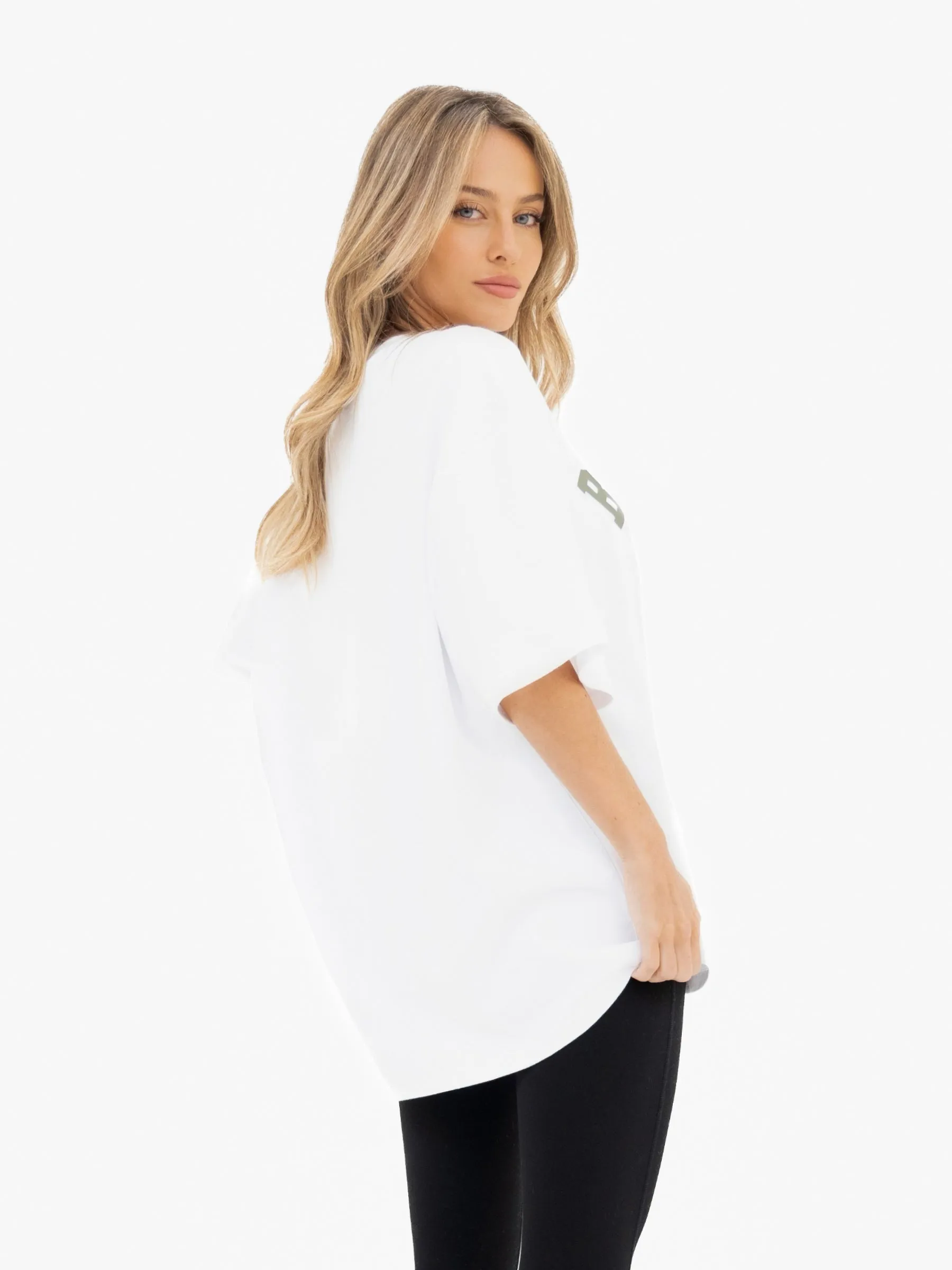 Varsity Ultra Oversized T-Shirt - White & Safari Green sold by Blakely product image thumbnail 2