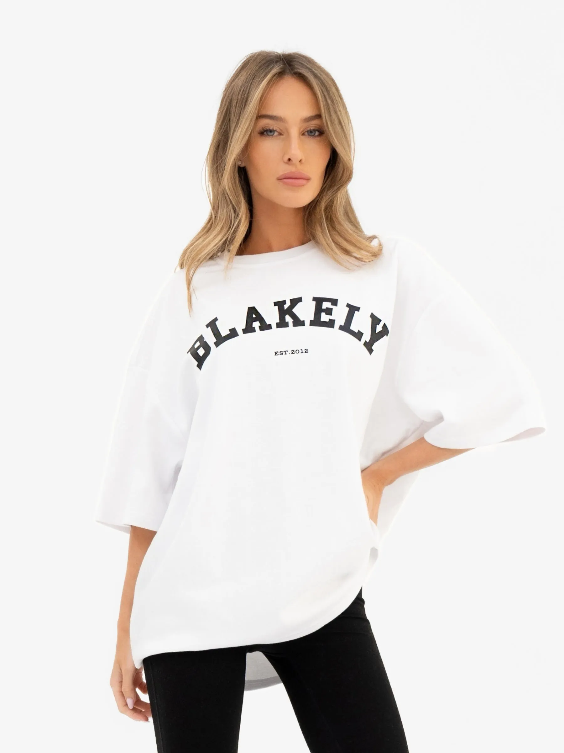 Varsity Ultra Oversized T-Shirt - White & Black sold by Blakely